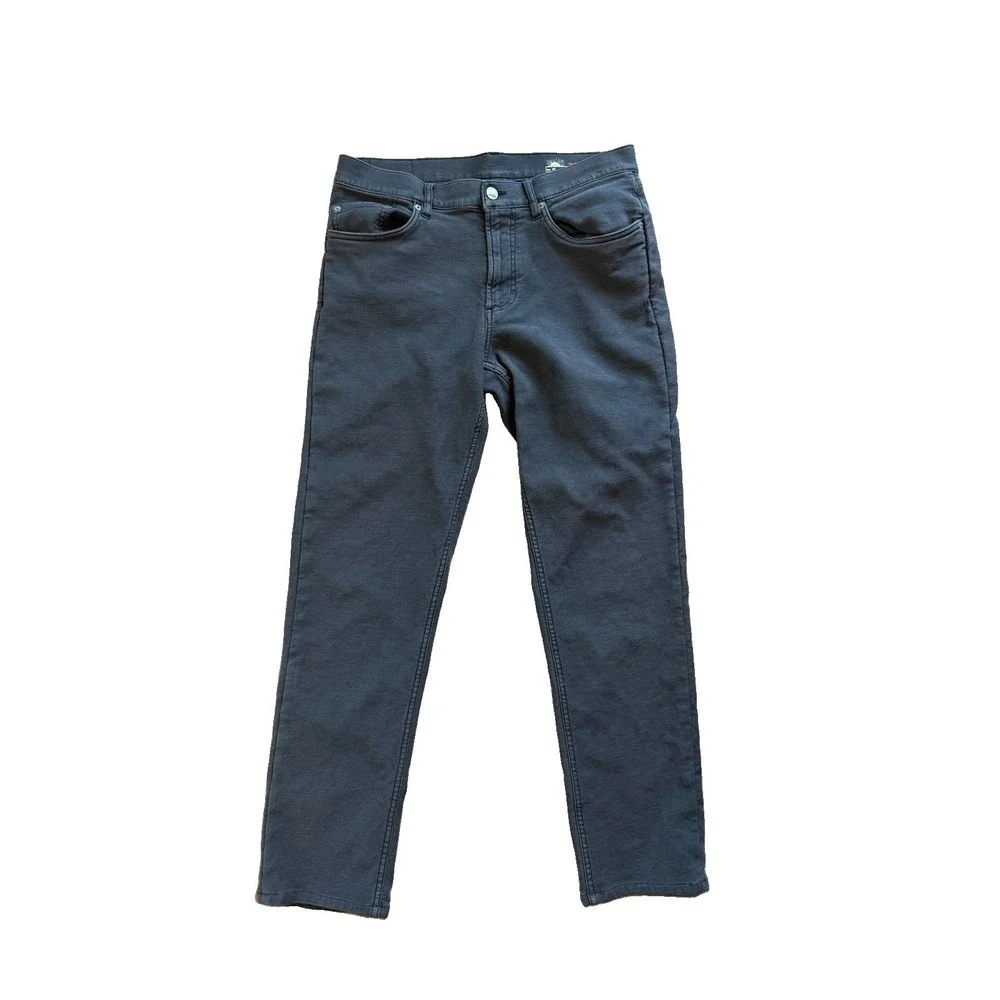 Faherty Jeans Men 32x29 Dark Gray Stretch Terry Denim Straight 5-Pocket Pants